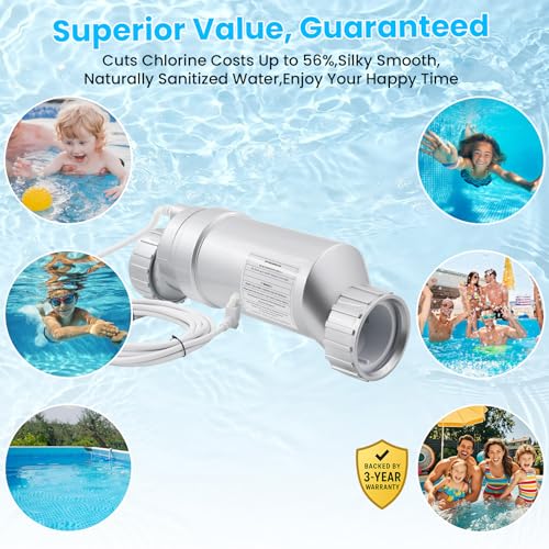 Salt Cell Replacement for Hayward T-Cell-15 – 3+ Year Titanium Core, Cuts Chlorine Costs Up to 56%, Compatible with AquaRite/AquaTrol/ProLogic/AQ-Logic Firmware 1.50+, 40,000 Gallon Pools