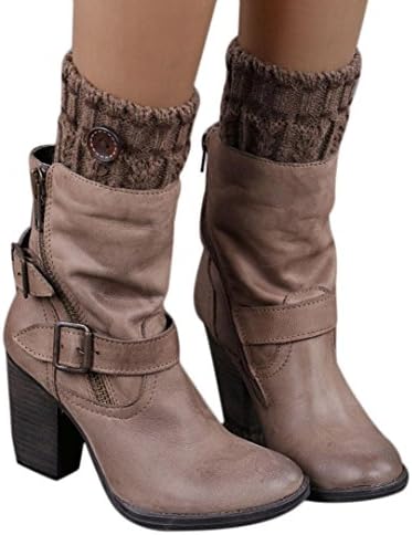 Laimeng,1 Pair Knitted Leg Warmers Socks Boot Cover (Khaki)