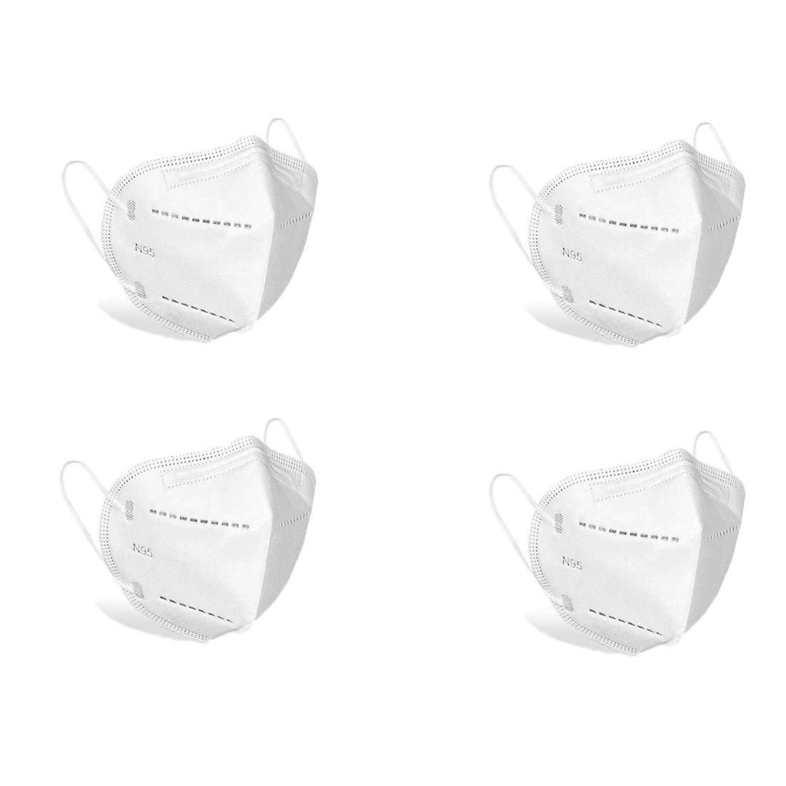 Winza Designer KN95 Face Mask (PACK OF 4) Disposable Pollution Face Mask with Earloop for Air Pollution Protection & Personal Health Face Mask