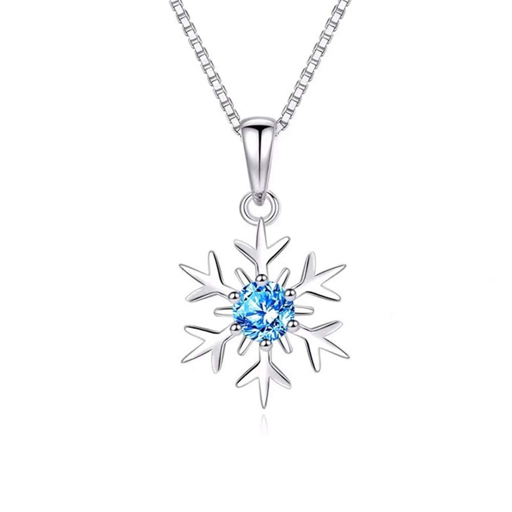 Zolkamery Silver Christmas Necklace for Women, 925 Sterling Silver Snowflake Pendant Necklace with 5A White Cubic Zirconia, Hypoallergenic 45+5cm Long Chain, Gift for Ladies Wife Girls Mother on Xmas — image 1