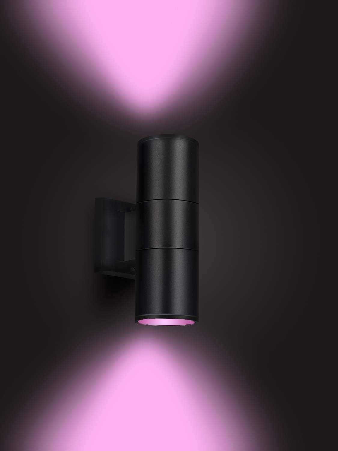 high end outdoor wall lights on Exterior Double Up Down Outdoor Wall Lights Mi Light Remote Control Rgb Color Changing 1000lm Warm White 3000k Rgbw Cylinder Outdoor Wall Light Smart Led Exterior Lighting 2 Pack Amazon Com