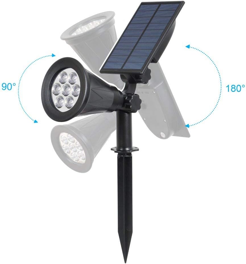 Solar Lights Outdoor Bright Adjustable 7 LED Daylight White 6000K Landscape Lights Waterproof 2-in-1 Wall Ground Security Lighting Dark Sensing Auto On/Off (Pack of 2) - Image 4