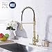 KES Titanium Gold Kitchen Commercial Sink Faucet with Pull Down Sprayer cUPC NSF Pull Out Faucet Single Lever High Arc BRASS, L6915BLF-PG