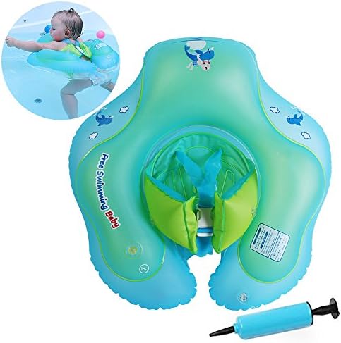 Pusheng Baby Swimming Float- for Pool Inflatable Toys Newborn Baby Float Swimming Ring Trainer Adjustable for 3-12 Months,free Pump B1013-S