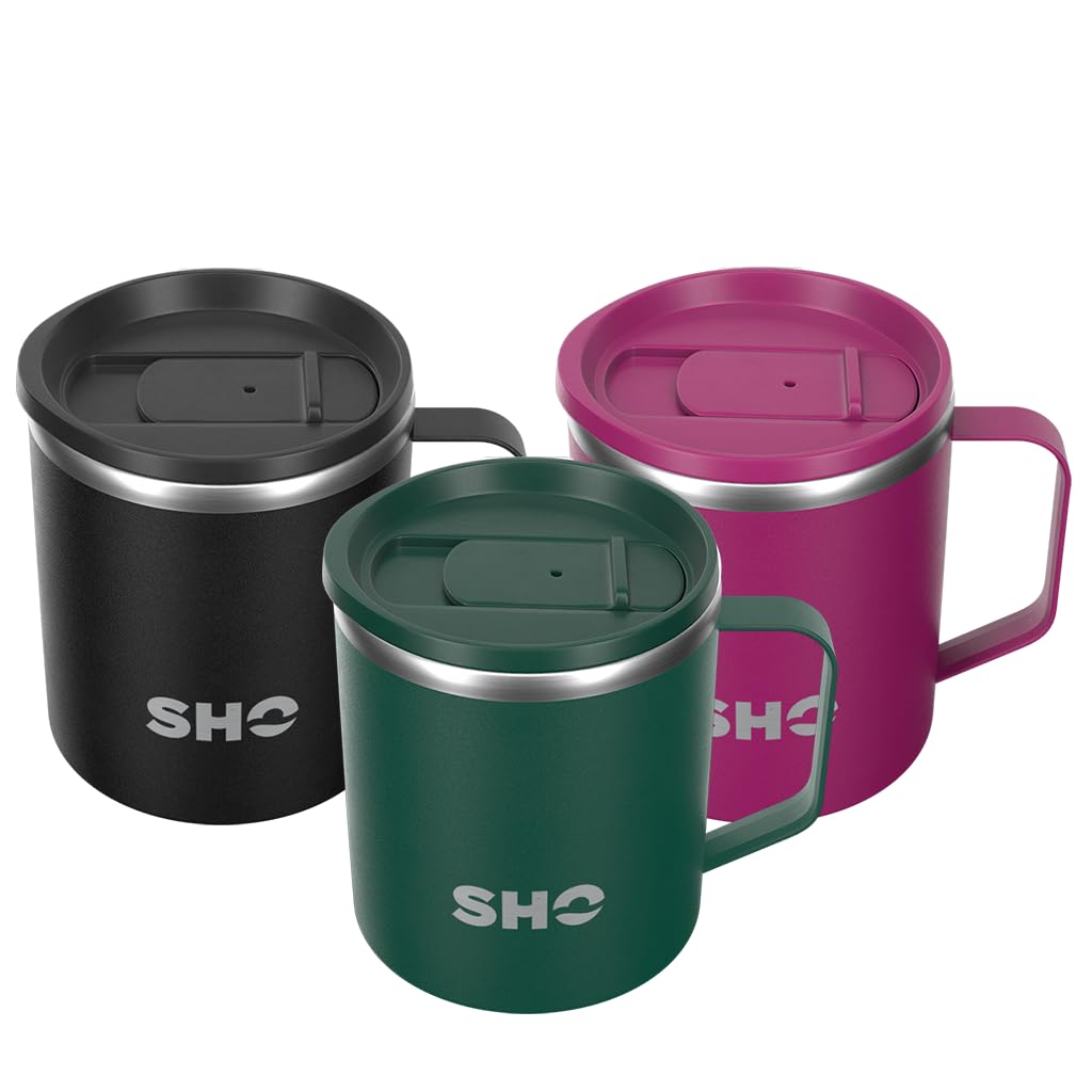 SHO Flexi - Ultimate Insulated Stainless Steel Reusable Coffee Mug - 4 Hours Hot, 8 Hours Cold - 370ml - BPA Free (Forest Green, 370ml)