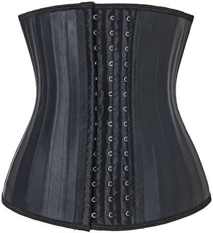 FOSHANOMOA Women's Latex Girdle Waist Training Corset Waist Body Shaper 110209-S-Black