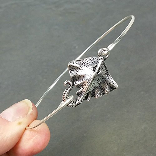 Stingray man o war bangle bracelet - sterling silver pl…