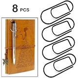 FREUDE Pen Holder Clip for Notebook Journals,8pcs/Pack(Black) Stainless Steel Detachable Pen Holder Fits Almost Any Pen Size