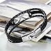Flongo Men's Womens Vintage Black Leather Silver Infinity Love Forever Wrap Cuff Bracelet, 7.9 inch
