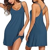 Ekouaer Women's V Neck Sleeveless Nightgown
