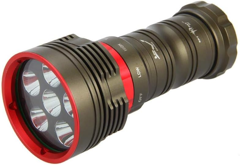 Diving Flashlight Dx6 Portable 6 Lights L2 Outdoor Strong Light Rechargeable High Power Flashlight 418650 Batteries, armygreen