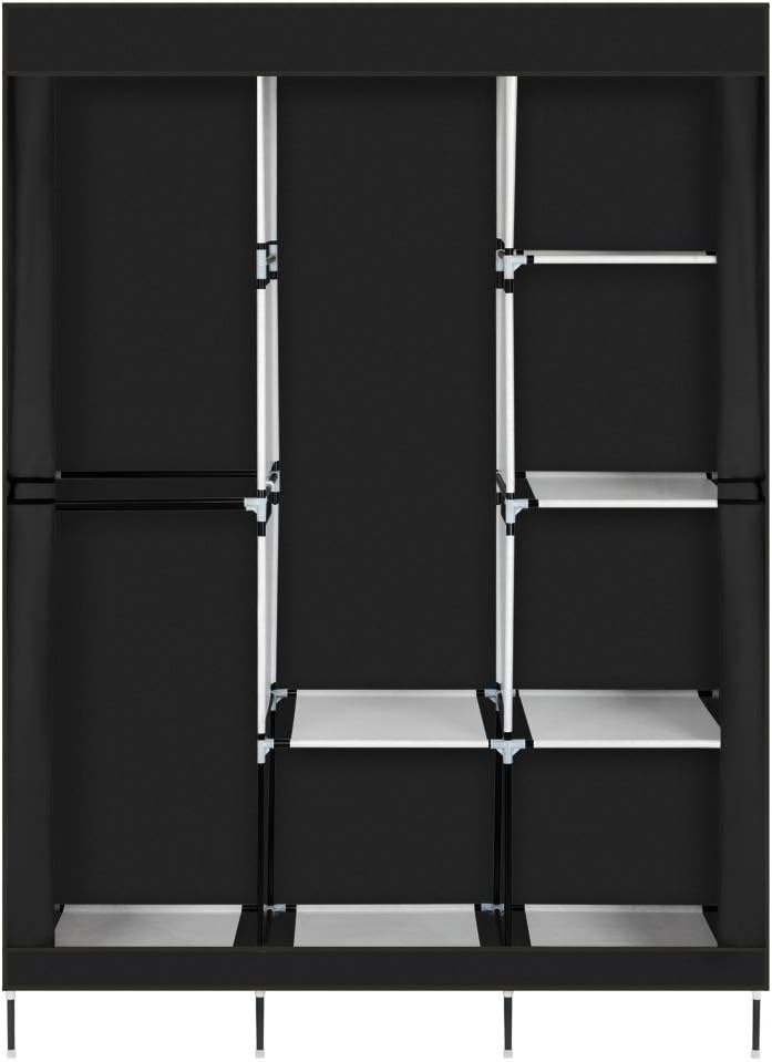 Apelila Portable Closet Wardrobe Clothes Rack Storage Organizer with Shelf (Black)