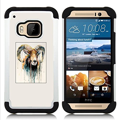TikTakTok / Rugged Armor Shell Case Cover Skin for HTC ONE M9 - Goat Painting Horns Ram Art