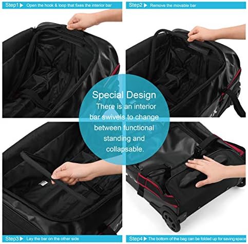 Gonex Rolling Duffle Bag with Wheels, 70L Water Repellent Wheeled Travel Duffel Luggage with Rollers 26 inch, Black 6 Gonex Rolling Duffle Bag with Wheels, 70L Water Repellent Wheeled Travel Duffel Luggage with Rollers 26 inch, Black