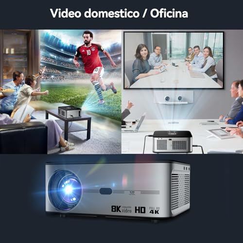 Bettdow Proyector 4k 1080P Full HD, 16000lm 500 ANSI Lúmenes, Auto Enfoque Corrección Trapezoidal 4D, Android TV 9.0, WiFi 5G, Bluetooth 5.0 para Cine en Casa, AC1036