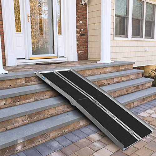 ORFORD Non Skid Multifold Wheelchair Ramp 7FT, Utility Mobility Access Threshold Ramp for Home Steps Stairs Doorways Scooter