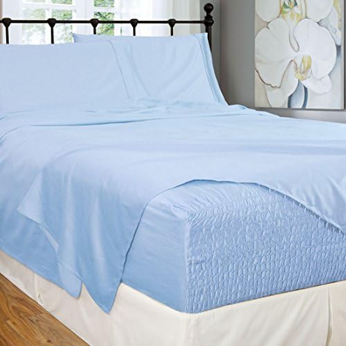 Bed Tite Stretch Fit 300-Thread Count 100-Percent Cotton Ultra Luxurious Deep Pocket Sheet Set (Full, Lt Blue)