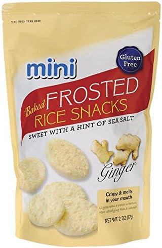 Kameda Mini Baked Frosted Rice Snack ( Ginger ) 2oz Pack of 6