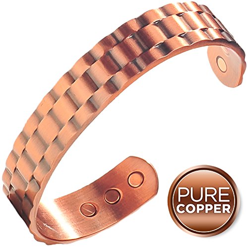 Earth Therapy Pure Copper Magnetic Heavyweight Cuff Bracelet for Men, Recovery and Injury Relief, Golf, Tennis, Baseball, Volleyball, Squash