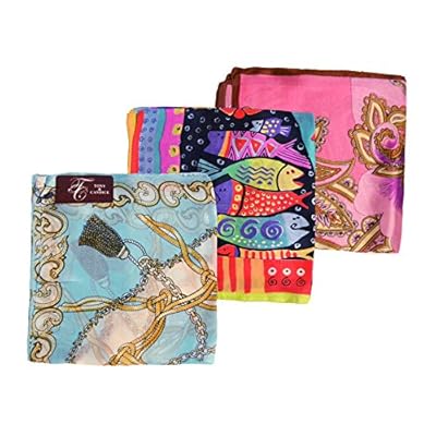 Women's Graphic Print 100% Silk Square Scarf Neckerchief 20x20 Inches Women's Graphic Print 100% Silk Square Scarf Neckerchief 20x20 Inches