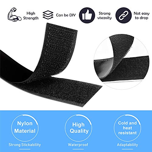 2 Inch Hook and Loop Fasteners by TOPtoper Self Back Adhesive Tape Roll Strips 16.5 Feet (2 Inch Black)