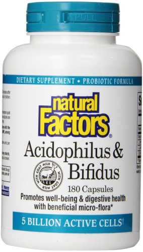 Natural Factors - Acidophilus & Bifidus, Promotes Well-Being & Digestive Health, 180 Capsules
