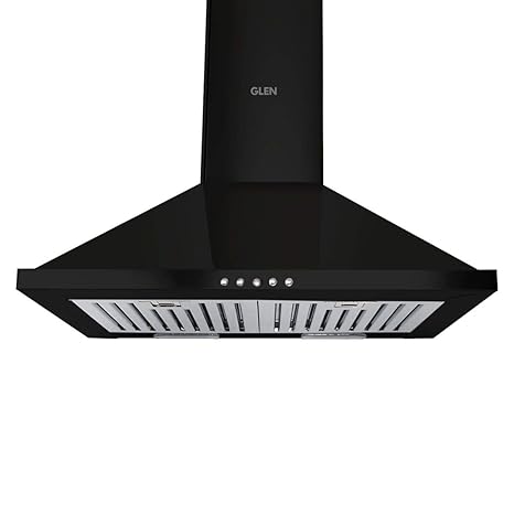 Glen Kitchen Chimney 6050 60 cm Black, Stainless Steel Baffle Filter 1000 m3/h