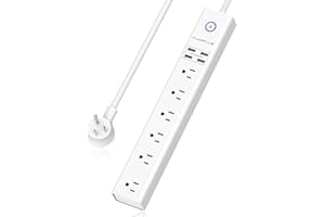 Power Strip 10Ft - Surge Protector with USB, AUOPLUS 6 Outlet and 4 USB Charger, 10Ft Long Extension Cord Flat Plug(1250W/10A/2100J), Wall Mountable Overload Protection for Computer Home Office Dorm