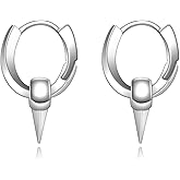 JERWLI Spike Earrings 925 Sterling Silver Sword Cross Huggie Hoop Earrings Small Dagger Spike Dangle Drop Hoop Earrings Punk Jewelry Earrings for Women Men