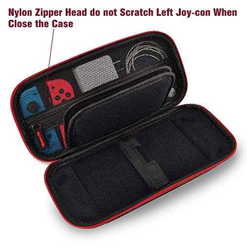 Aukor Carrying Case for Nintendo Switch with 20 Games Cartridge Holders, Protective Hard Shell Travel Carrying Case Pouch for Nintendo Switch Console Accessories, Red