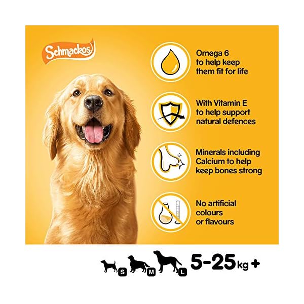 Pedigree Schmackos Mega Pack - Dog treat multipack with beef, lamb and poultry flavours, 5 x (22 Pc / 158 g) = 790 g