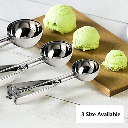 Ice Cream Scoops with Trigger Set of 3 Stainless Steel Cookie Scoop for