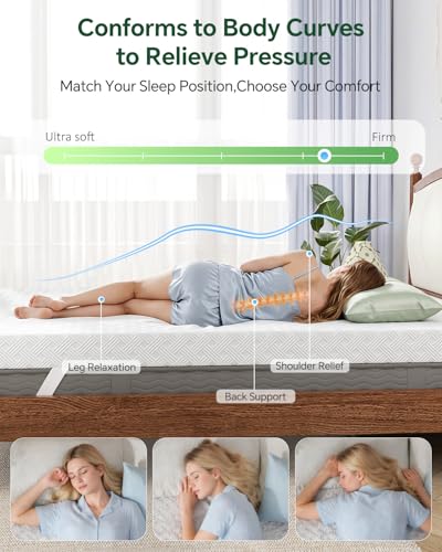 Qocismile College Dorm Room Essentials Twin XL Mattress Topper Firm Gel Memory Foam Mattress Topper for Pressure Relief 3 inch Mattress Bed Pad,Dual-Layer Foam,Bamboo Rayon Cover for Comfort Sleep