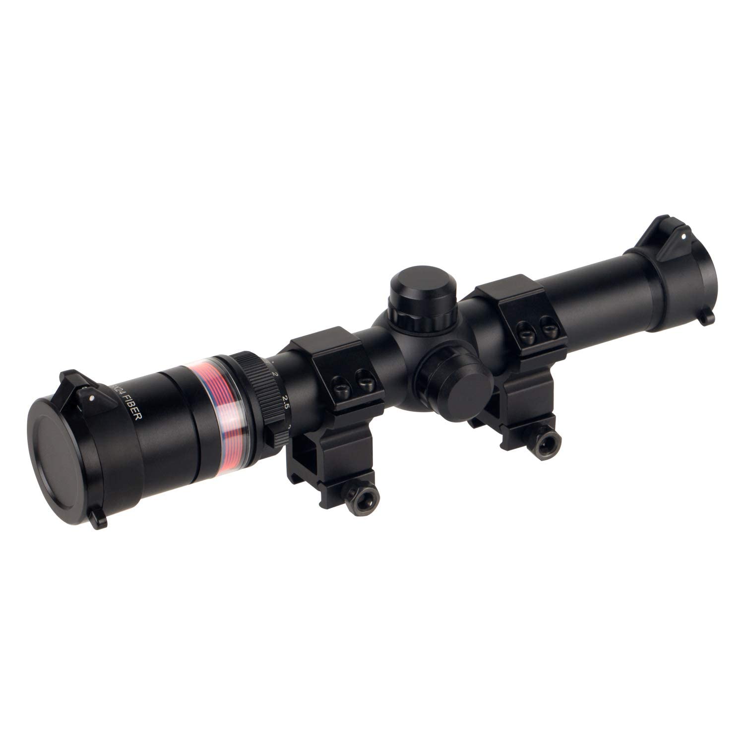 FOCUHUNTER Rifle Scope 1.5-6X24mm Fiber Optic Green Multi-Coated Lens with Weaver/Picatinny Rail Mounts for Outdoor Sports
