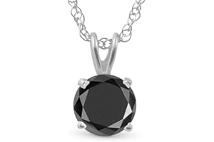 1 14 Ct Black Diamond Solitaire Pendant Necklace for Women In 14k White Gold