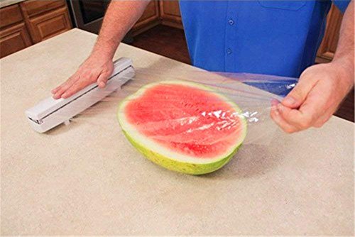 Refillable Plastic Wrap Dispenser - Easy to Use BPA Free Food Wrap Dispenser, Pull, Press, Cut, and Wrap Food in Parchment Paper, Aluminum Foil, Cling Wrap, or Your Favorite Material