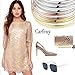 Carfeny Silver/Gold/Rose Gold Bracelets for Women, Tri-Color High Polished Stainless Steel Banlge Jewelry 7 Pack