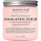 Himalayan Salt Body Scrub with Lychee Essential Oil from Majestic Pure, All Natural Scrub to Exfoliate & Moisturize Skin, 12 oz