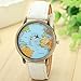 Luweki New Global Travel By Plane Map Women Dress Watch Denim Fabric Band Blue