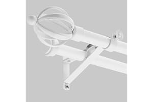 CGBAIEE Double Curtain Rods, Window Treatment Telescoping Double Curtain Rod Set, 3/4-Inch Diameter, Adjustable Curtain Rod Adjusts from 48 to 86 Inches, White