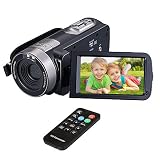 Video Camera Camcorders, VPRAWLS Remote Control Handheld Digital Camera with IR Night Vision, HD 1080P 24.0MP 16X Digital Zoom Video Recorder with 3.0" LCD and 270 Degree Rotation Screen (2 Batteries)
