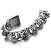 Heavy and Study Mens Stainless Steel Biker Skull Bracelet Silver Black Two-tone Polished