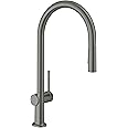 hansgrohe Talis N Black High Arc Kitchen Faucet, Kitchen Faucets with Pull Down Sprayer, Faucet for Kitchen Sink, Magnetic Docking Spray Head, Brushed Black Chrome 72800341