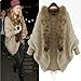 Leshery Womens Autumn Winter Warm Coat Fur Collar Bat Sleeve Cardigan Sweater Jackets (Fur Collar)