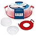HerPro Microwave Plate Covers (2 Sets, Clear) & Plate Caddy (Red) Set | Anti-Splatter Guard, Lid with Steam Vents | Food Serving Tray | BPA Free and Dishwasher Safe | Microwaveable Kitchen Accessories