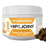 Progility Chewable Hip and Joint Supplement for Dogs - Probiotics - Helps Relieve Joint Pain and Restore Flexibility - Glucosamine - Chondroitin - MSM - Hyaluronic Acid - Vitamin C - (60 Chews)