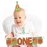 Big Dot of Happiness Pumpkin Patch - 1st Birthday Girl or Boy Smash Cake Decorating Kit - Fall High Chair Decorations