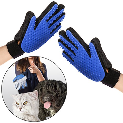 Deshedding gloves x 2 [grade-a quality] - pair of pet g…