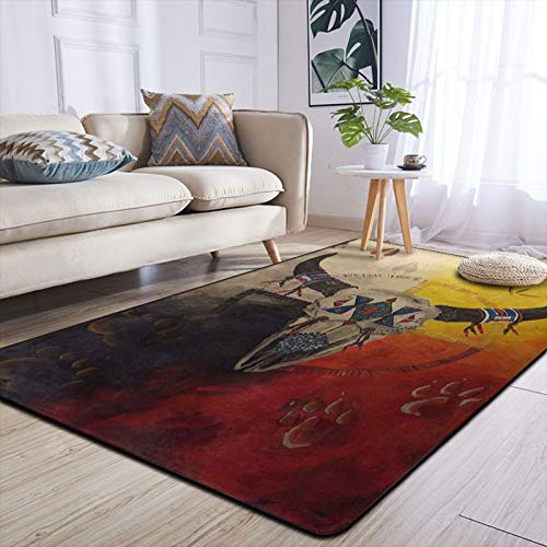 Modern Area Rugs Native American Art Medicine Wheel Bison Ultra Soft Comfy Carpet for Floor Home Bedroom Living Dining Room