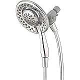 Delta Faucet 4-Spray In2ition 2-in-1 Dual Shower Head with Handheld, Touch-Clean Chrome Shower Head with Hose, Detachable Sho